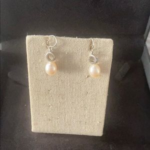 Sterling silver pearl dangle earrings